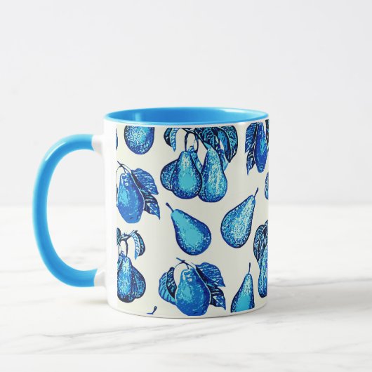 Verspreide perenafdrukken in Indigoblauw en wit Mok (Links)