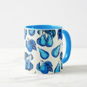 Verspreide perenafdrukken in Indigoblauw en wit Mok (Voorkant rechts)