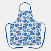 Verspreide perenafdrukken in Indigoblauw en wit Schort (Voorkant)