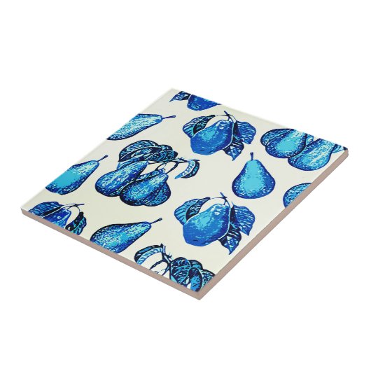 Verspreide perenafdrukken in Indigoblauw en wit Tegeltje (Zijkant)