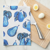 Verspreide perenafdrukken in Indigoblauw en wit Theedoek (Quarter Fold)