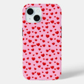 Verspreide rode harten op roze Case-Mate iPhone case (Achterkant)