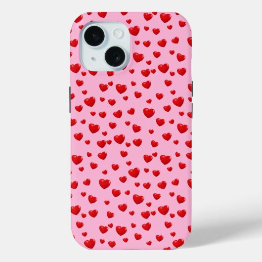 Verspreide rode harten op roze Case-Mate iPhone case (Achterkant)