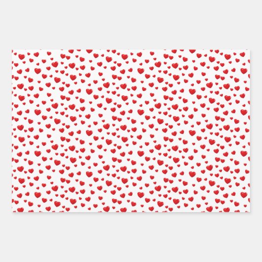 Verspreide rode harten op roze inpakpapier vel (Voorkant 3)