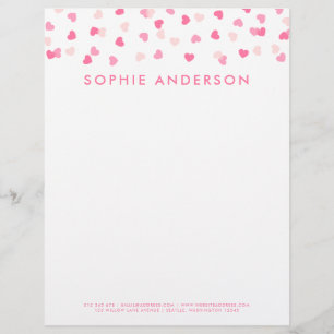 Verspreide roze harten Confetti Briefhoofd