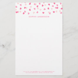 Verspreide roze harten Confetti Briefpapier