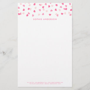 Verspreide roze harten Confetti Briefpapier