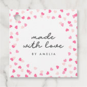 Verspreide roze harten gemaakt van Confetti met li Bedankjes Labels (Voorkant)