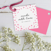 Verspreide roze harten gemaakt van Confetti met li Bedankjes Labels
