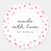 Verspreide roze harten gemaakt van Confetti met li Ronde Sticker (Voorkant)