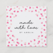 Verspreide roze harten gemaakt van Confetti met li Vierkante Visitekaartje (Voorkant)