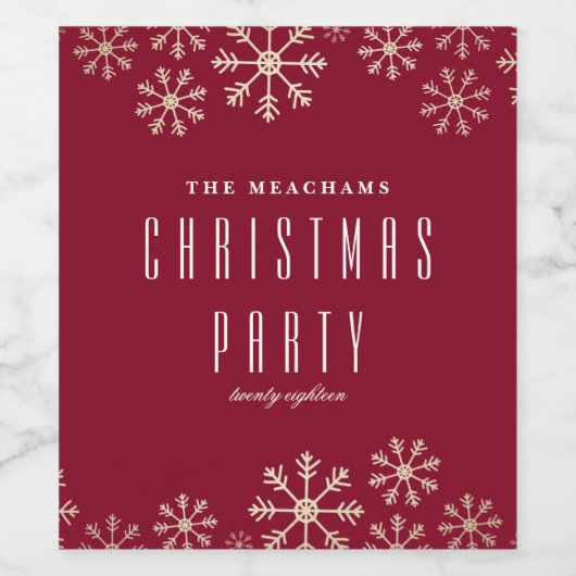 Verspreide sneeuw vakantie wijn label etiket (Enkel label)