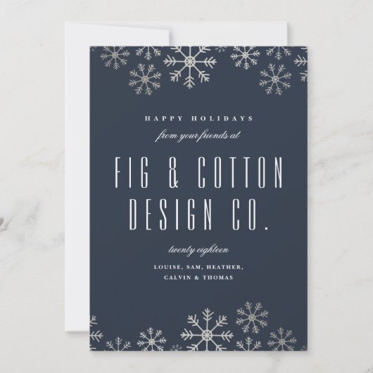 Verspreide sneeuwvlokken Corporate Holiday Kaart (Voorkant)