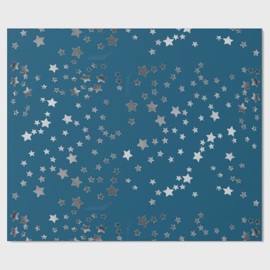 Verspreide sterren op blauw cadeaupapier (Vlak)