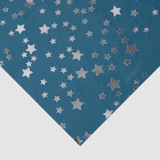 Verspreide sterren op blauw tissuepapier (Detail)