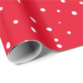 Verspreide Stippen op rood Cadeaupapier (Rol Hoek)