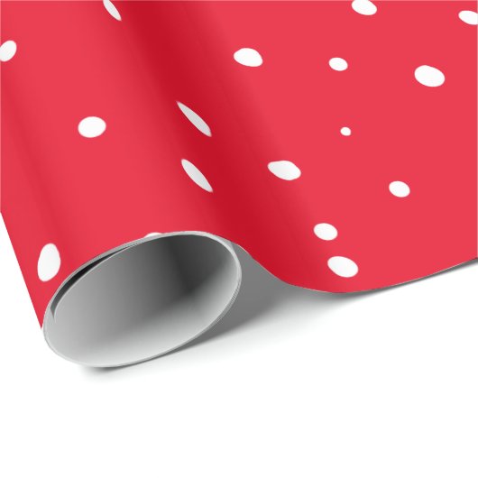 Verspreide Stippen op rood Cadeaupapier (Rol Hoek)