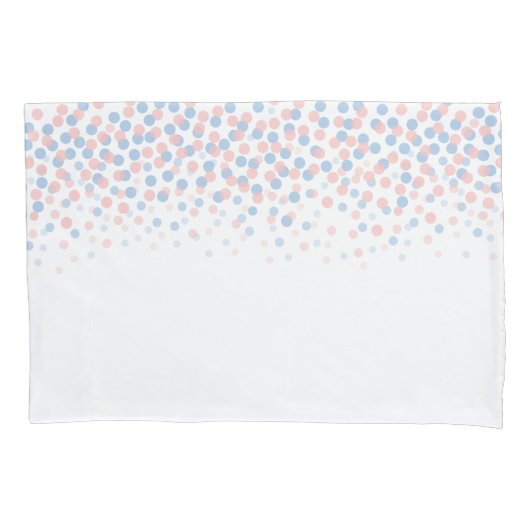 Verspreide stippen sereniteit blauw en roos roze k kussensloop (Voorkant-Links)