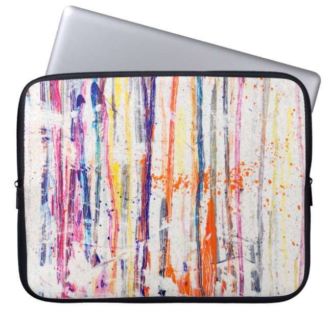 Verspreide verf op witte achtergrondverf, kunst, f laptop sleeve (Voorkant)