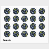 Verspreide Waterverf Bosbessen Patroon Ronde Sticker (Vel)