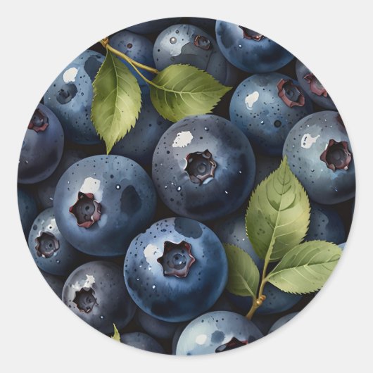 Verspreide Waterverf Bosbessen Patroon Ronde Sticker (Voorkant)