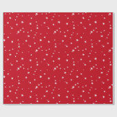 Verspreide witte sterren op rood cadeaupapier (Vlak)