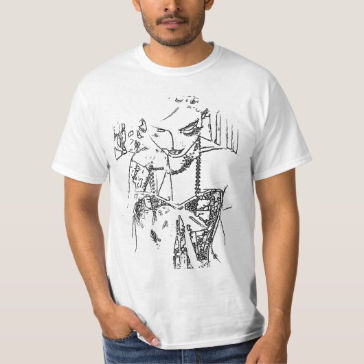 Verspreide zwarte en witte overzichtspafdruk voor t-shirt (Voorkant)
