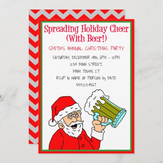 Verspreidend Holiday Cheer en Beer nodigt uit Kaart (Voorkant / Achterkant)