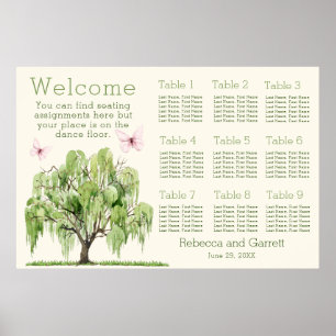 Verspreidend Willow Wedding Seating Chart 36"x24" Poster