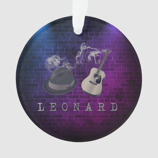Verspreiding over Leonard blauwe paarse lichten Ornament (voorkant)