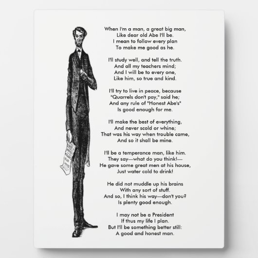 Verspreiding over President Abraham Lincoln  gedic Fotoplaat (Voorkant)