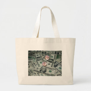 Verspreiding van geld en 2 cent grote tote bag