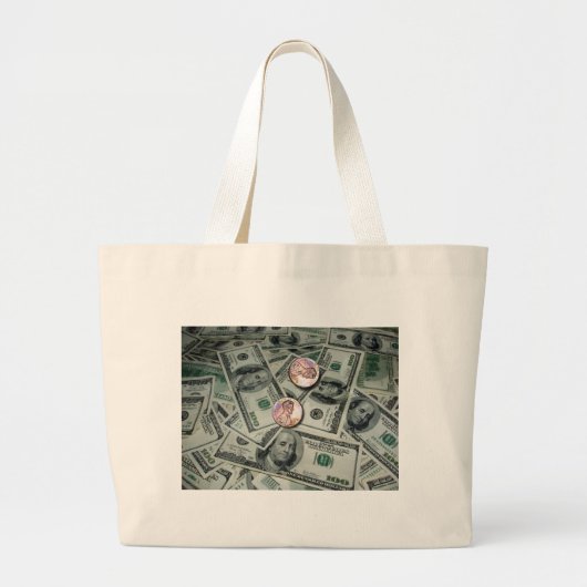 Verspreiding van geld en 2 cent grote tote bag (Voorkant)