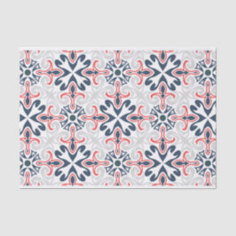 Verspreiding van het rode en jachtblauwe geometris tissuepapier