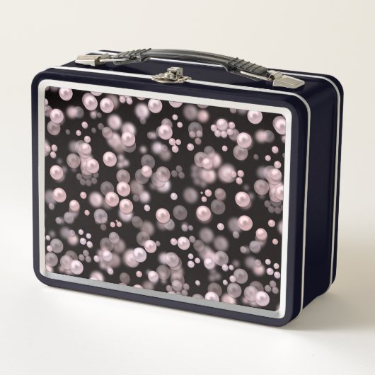 Verspreiding van roze en witte parels op zwarte ve (Voorkant)