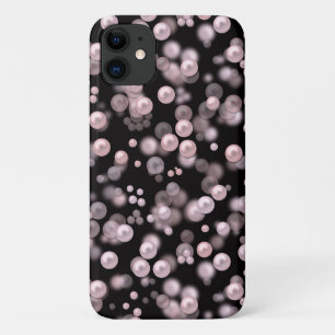 Verspreiding van roze en witte parels op zwarte ve Case-Mate iPhone case