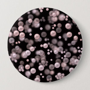 Verspreiding van roze en witte parels op zwarte ve ronde button 4,0 cm