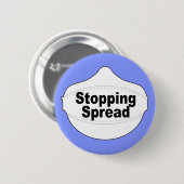 Verspreidingsmaskerspeld stoppen ronde button 5,7 cm (Voorkant /achterkant)