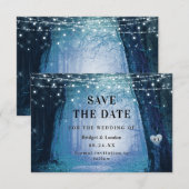 Versproeier verscheurd bos donker blauw sparen de  save the date (Voorkant / Achterkant)