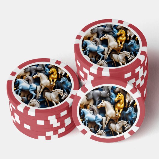 Versprongen paarden poker chips (Opstapeling)