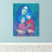 Versprookje voor de bedtijd, moeder en kinder moed canvas afdruk (Insitu (Houten vloer))