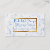 Verspuug marmer bubbels handgemaakte zeepbadblauw visitekaartje (Voorkant)