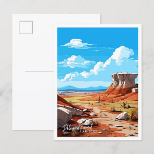 Versteend bos Arizona Art Travel illustratie Briefkaart