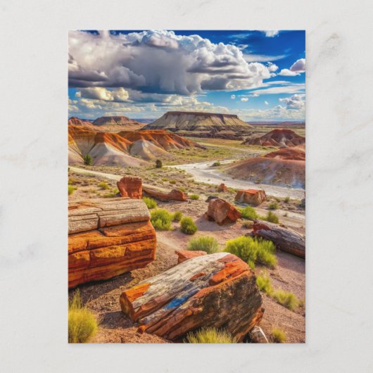 Versteend bos Nationaal Park, geschilderde woestij Briefkaart (Voorkant)