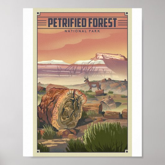 Versteend bos Nationaal Park Litho Kunstwerk Poster (Voorkant)