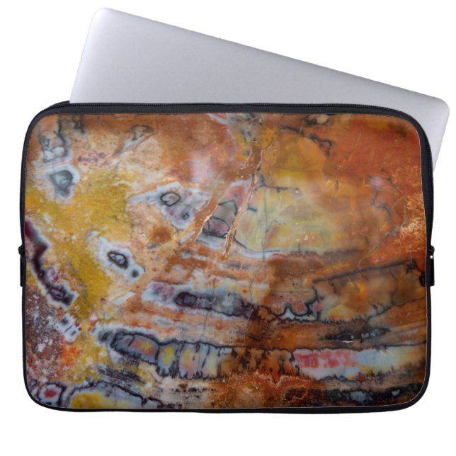 Versteend Hout Bruin Laptop Sleeve (Voorkant)