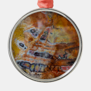 Versteend Hout Bruin Metalen Ornament