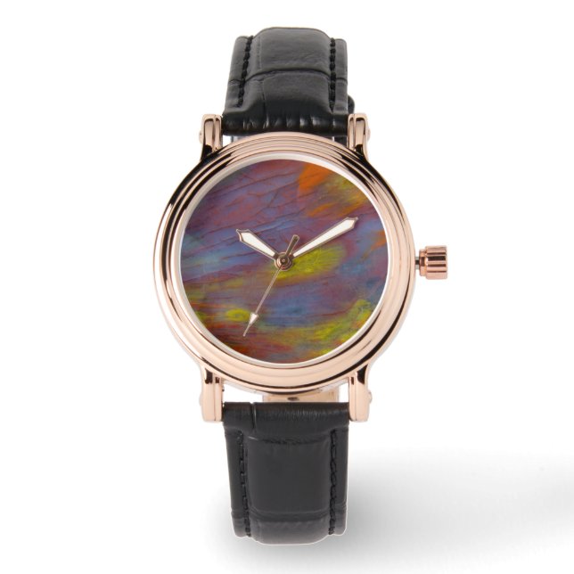 Versteend Hout Close-Up Horloge (Voorkant)
