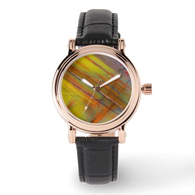 Versteend hout geel horloge (Voorkant)