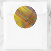 Versteend hout geel ronde sticker (Tas)